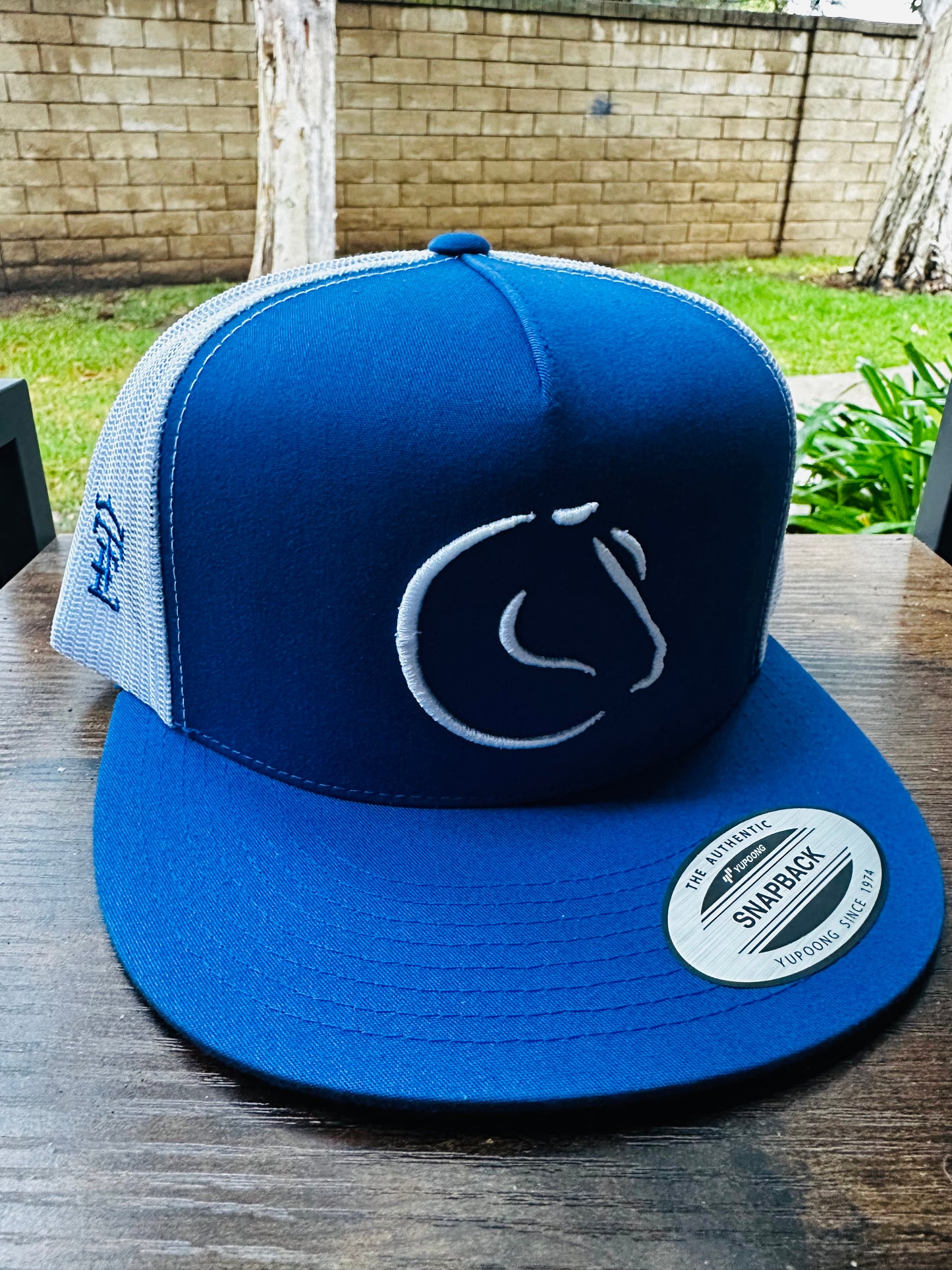 White and Blue Equestrian Hat